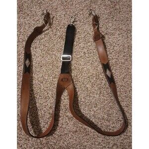Nacona Brown Leather Suspenders XL Diamond Studded Western Basket Weave Cowboy